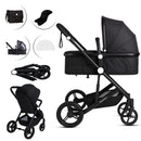 Baby Stroller Pram 3 in 1 Travel System Buggy Car Seat Black Pushchair