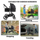 Baby Stroller Pram 3 in 1 Travel System Buggy Car Seat Black Pushchair