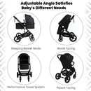 Baby Stroller Pram 3 in 1 Travel System Buggy Car Seat Black Pushchair