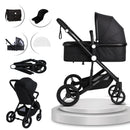 Baby Stroller Pram 3 in 1 Travel System Buggy Car Seat Black Pushchair