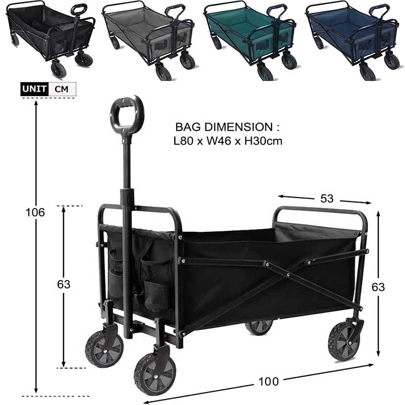 Abaseen Black Portable Garden Trolley - 4 Colors