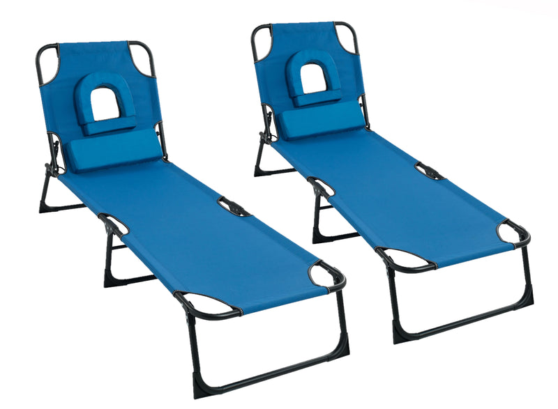 Abaseen Foldable Sun Lounger Chair with Padded Face Hole