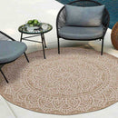 Abaseen Harper Floral Circle Rugs- 120cm Indoor / Outdoor Cream Main 