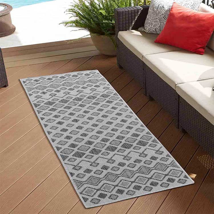 Abaseen Sky Check Grey - Indoor / Outdoor Rugs