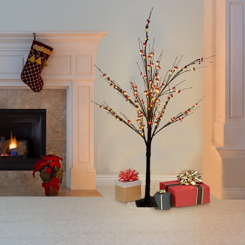 Small Christmas Tree For Bedroom Light Weight Pre-Lit Brown Twig Christmas Tree 5