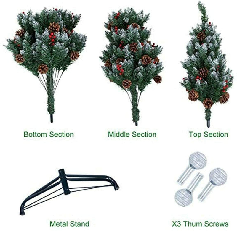 Abaseen Red And White Christmas Tree, 6ft Artificial Christmas Tree