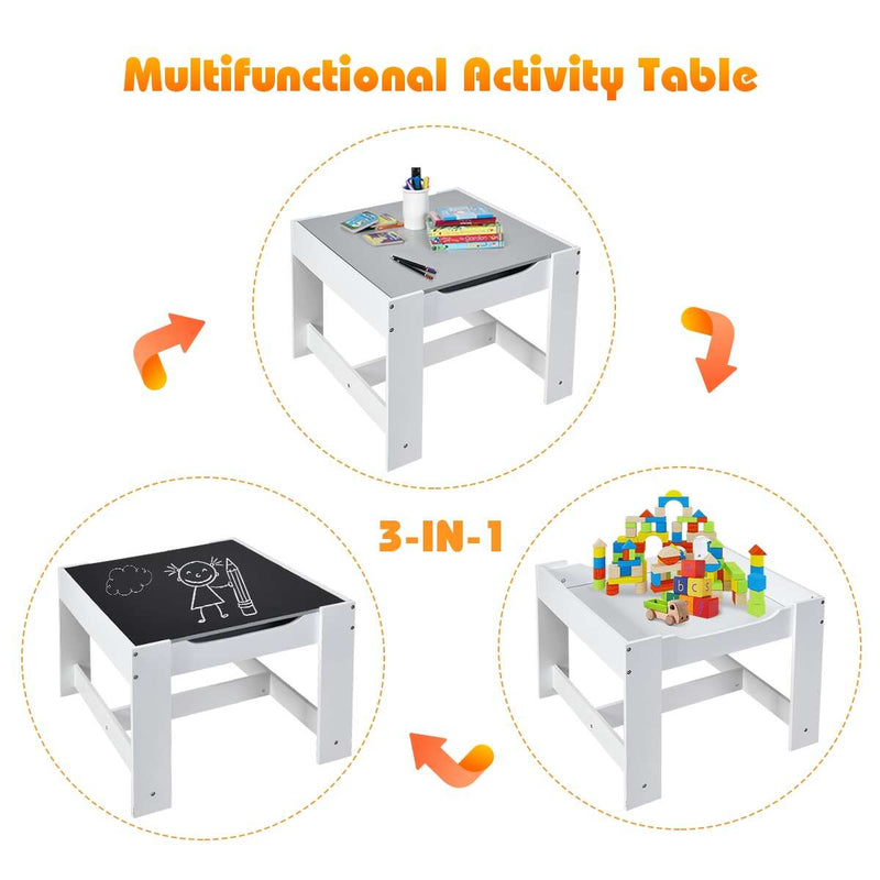 Abaseen Kids Table And Chairs Set With Storage Boxes, Black Board