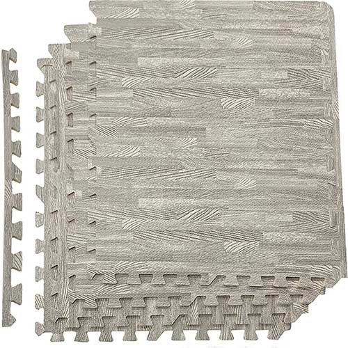 Eva Grey Interlocking Foam Mats Wood Effect - Floor Tiles Abaseen ( 60x60cm)
