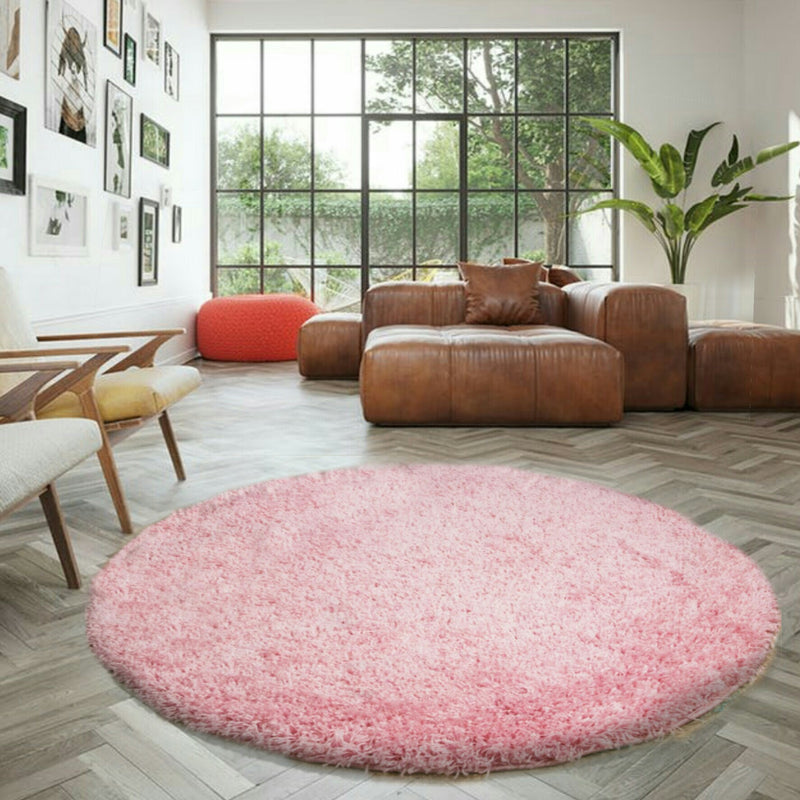 Abaseen Round Pink Fluffy Rugs Modern Cheap Rugs