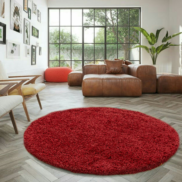 Abaseen 120cm Red Round Rugs Living Room Rugs