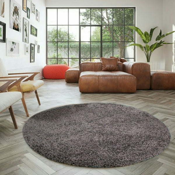 Abaseen Round Dark Grey Rugs Modern Rugs For Living Room 