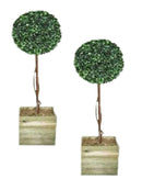 Abaseen 2 x Elegant Artificial Ball Trees - 3ft Topiary Ball trees includes wooden bases