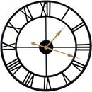 Abaseen 60 CM Extra Thick Black Metal Large Wall Clocks for Living Room Modern Decorative, Skeleton Clock Roman 3D Clear Numbers Easy to Read Round Analogue Wall Clock Battery Operated