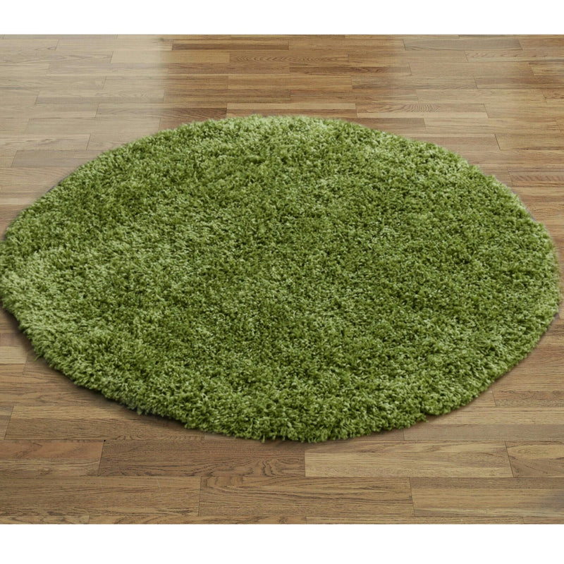 Abaseen Green Shaggy Rugs 120cm Round Rugs