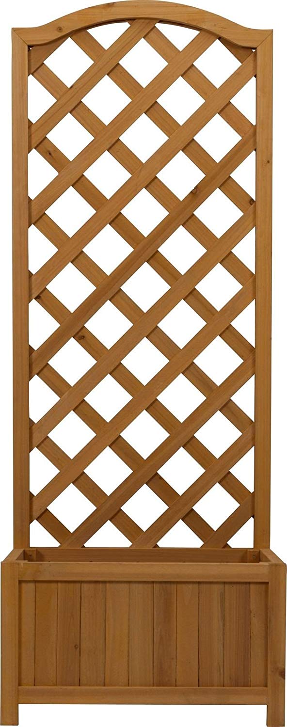 Abaseen Lattice Tall Wooden Planter Box | Wooden Plant Stand
