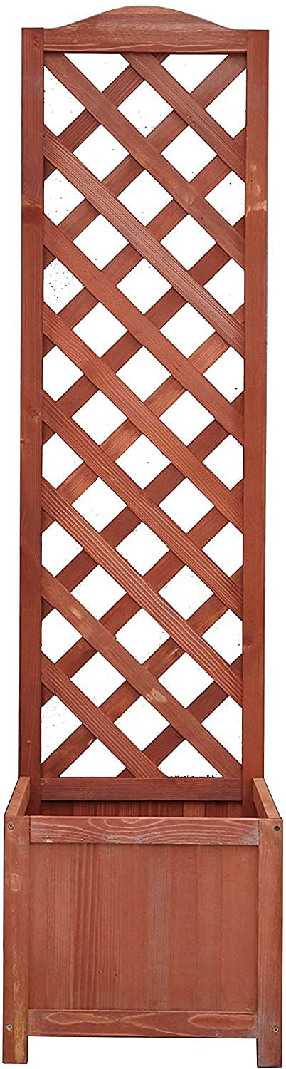 Lattice Wooden Planter Box For Outdoor Garden Flowers And Herbs Plants