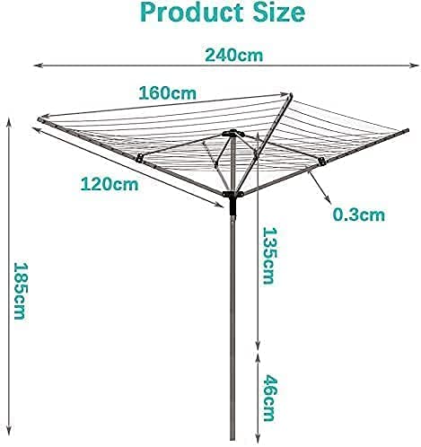Washing Line Prop With Metal Cloth Dryer Stand Abaseen