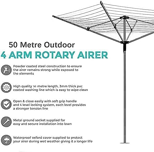 Abaseen Rotary Washing Line Prop With Metal Cloth Dryer Stand