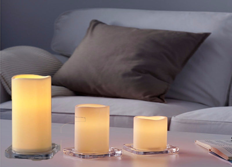 IKEA-LED block candle in/out, set of 3 Battery-operated/natural