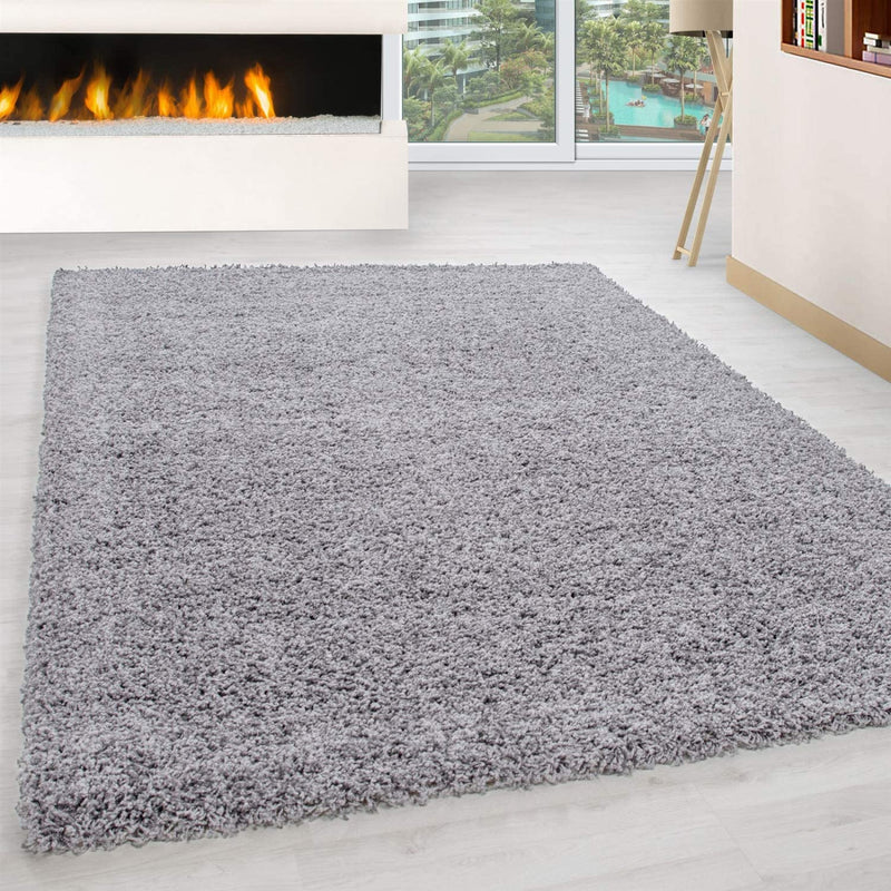 Abaseen Silver Shaggy Rugs - Living Room