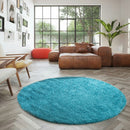 Round Teal Rugs Large Living Room By Abaseen NonSlip Washable ( 120cm )