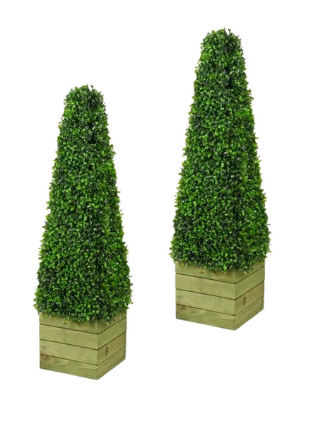 Abaseen 2 x Artificial Trees 3ft Pyramid Cones - Indoor artificial trees - Topiary trees