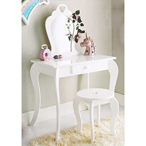 Amelia Vanity Set with Stool Mirror Childrens Dressing Table