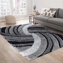 California Black and Grey Swirl Rugs By Abaseen Non Slip Washable Rugs